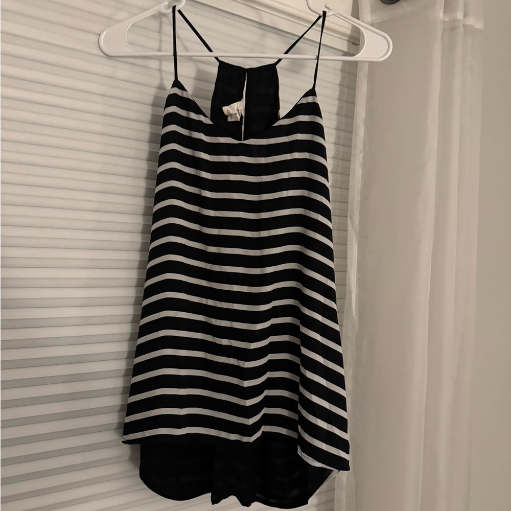 Black and White Striped Sleeveless reversible Top